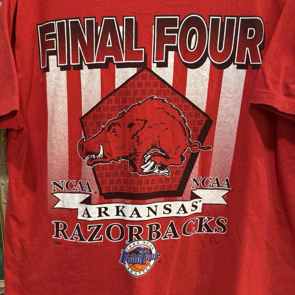 NEW Vintage 1995 ARKANSAS RAZORBACKS NCAA BASKETBALL Final Four Mens T Shirt XL‎ - Picture 5 of 7